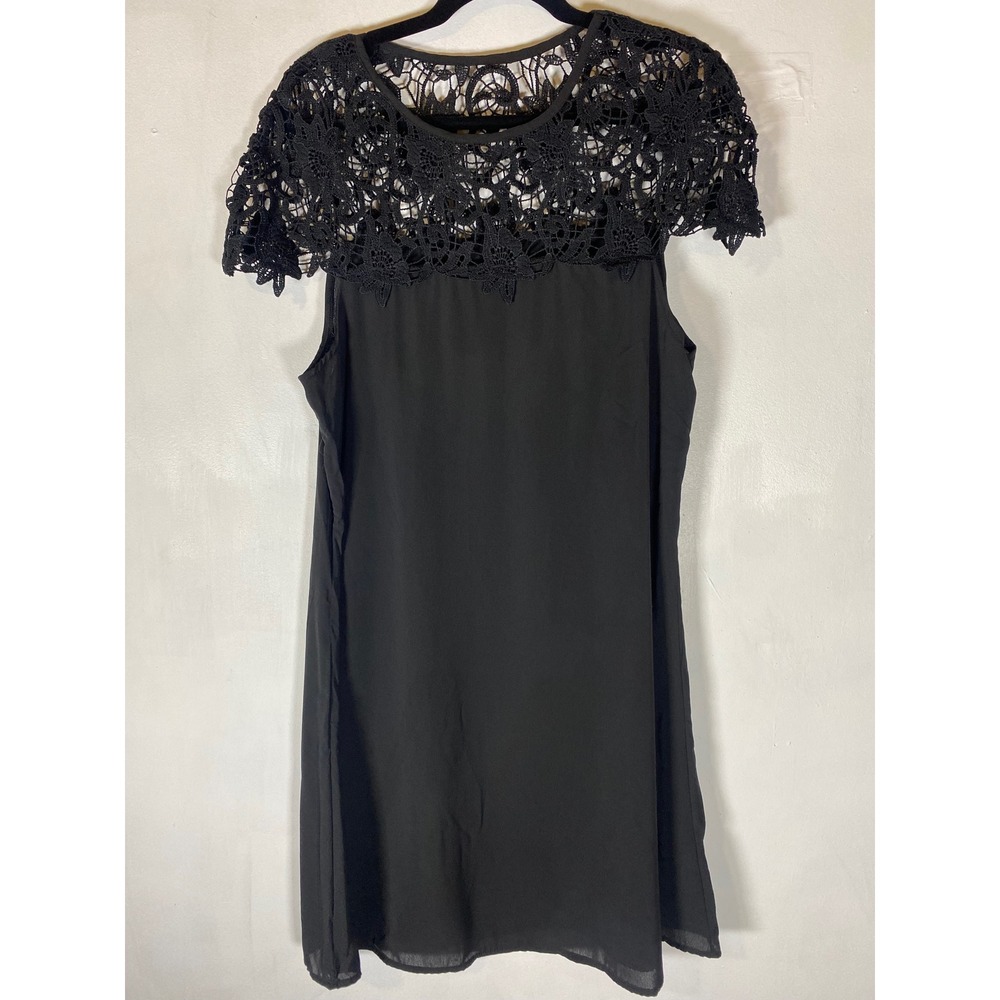 Fairy Grunge Black Crochet Lace Sheer Mesh Mini Dress Dark Feminine Small